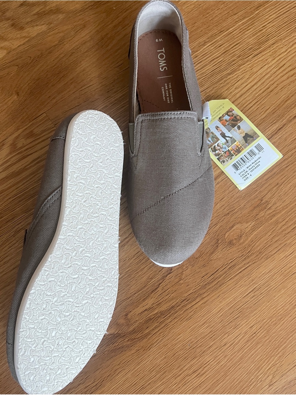 TOMS redondo dusty olive canvas slip on shoes women's 9 NEW NWT - Picture 2 of 4